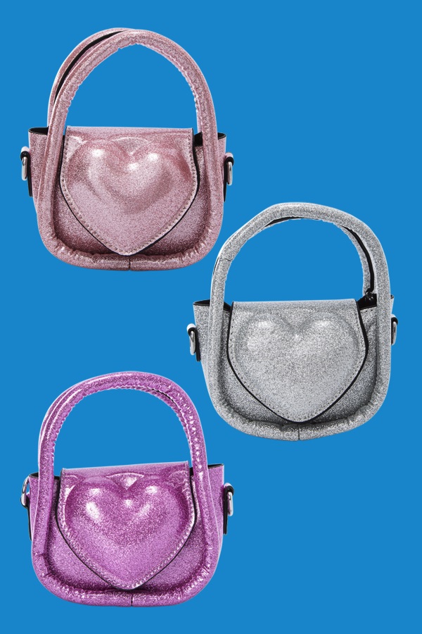 D Assorted Glitter Heart Mini Handbags