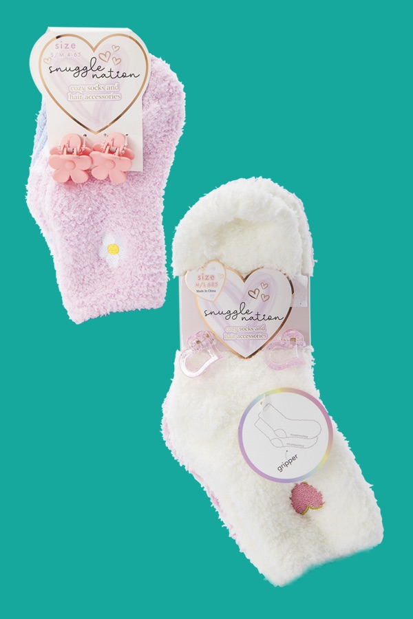 Pack Cozy Socks with Hair Accessory Assorted