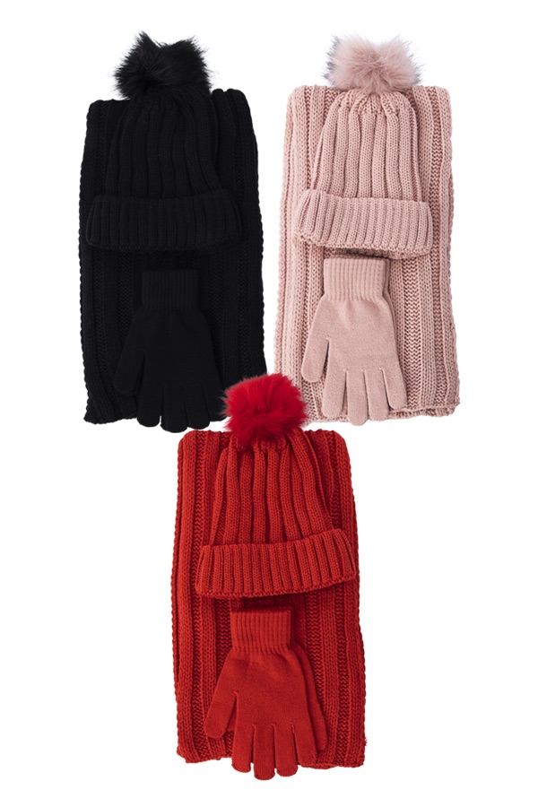 Pc Hat Glove Scarf Set