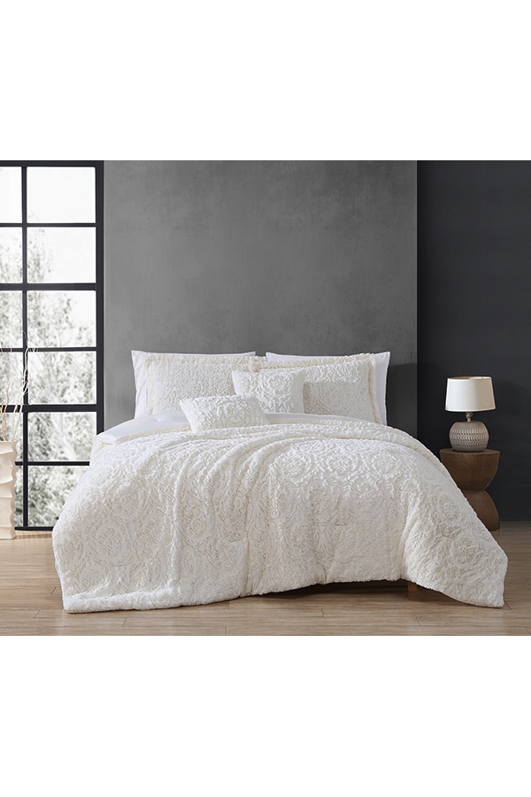 Piece Queen Fur Comforter Set Ivory $.