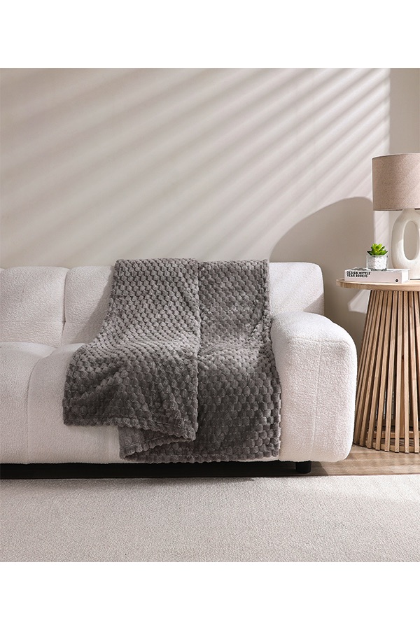 x Textured Throw Grey $.