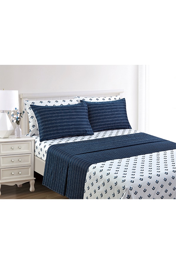 Piece King Turn Print Navy White $.