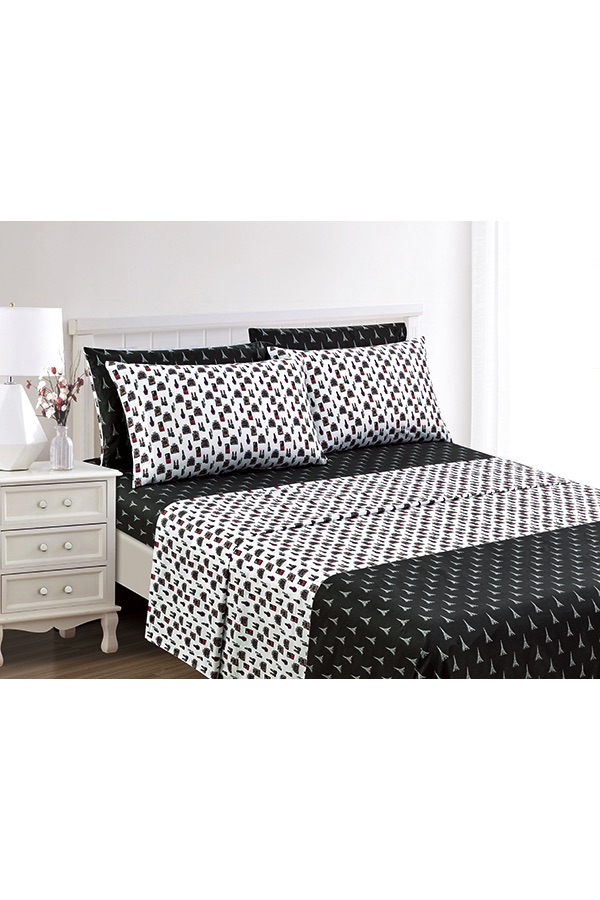 Piece Queen Turn Paris Perfume Print Black $.