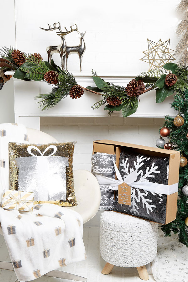 Assorted Holiday Pillows Blankets
