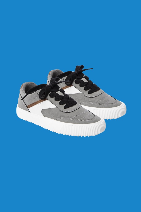 Boys Gray & White Sneakers