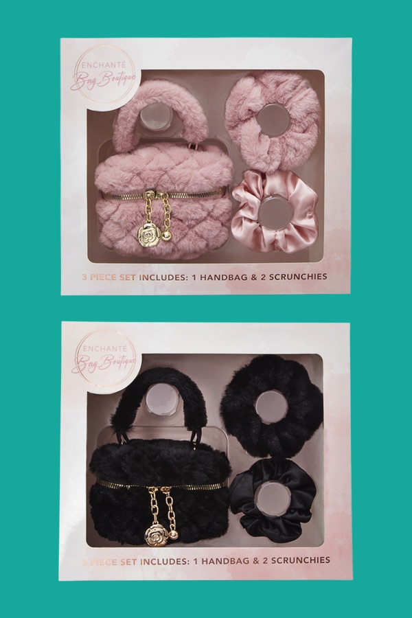 Faux Fur Quilted Mini Bag Set Assorted