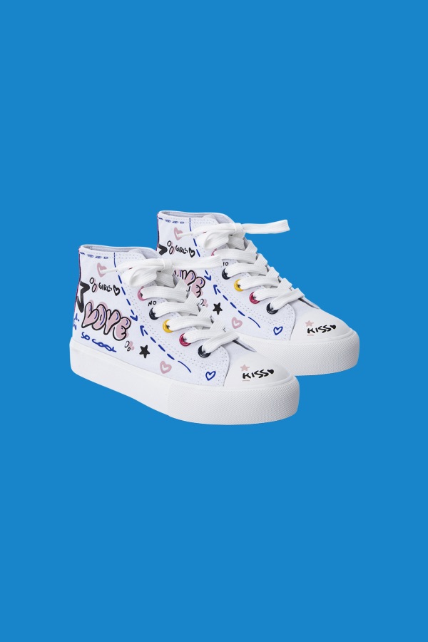 Girls Graffiti Print Sneakers