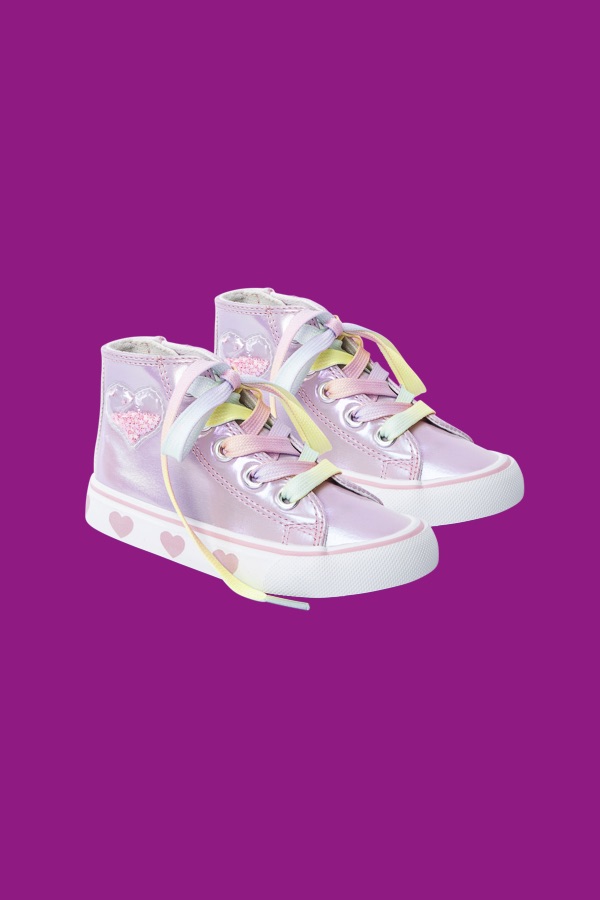 Girls Pink Heart Sneaker