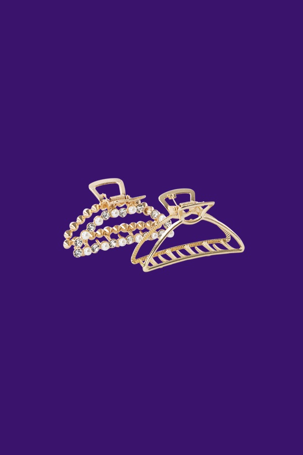 Gold Pearl Claw Clips