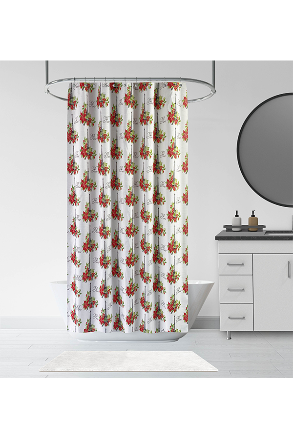 Piece Christmas Poinsettia Paris Shower Curtain $.