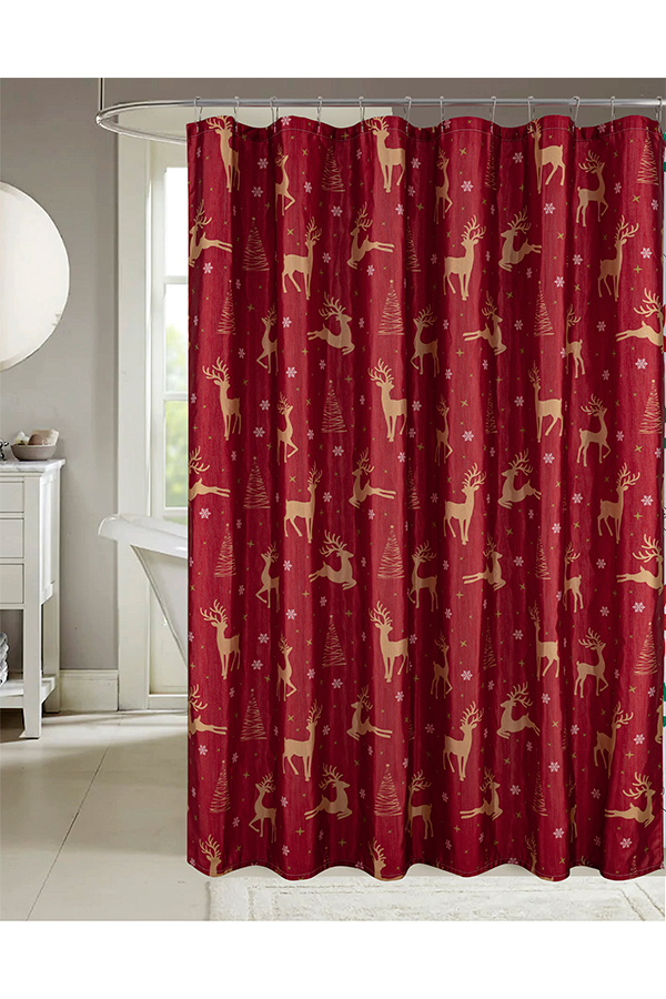Piece Christmas Shimmer Reindeer Shower Curtain $.