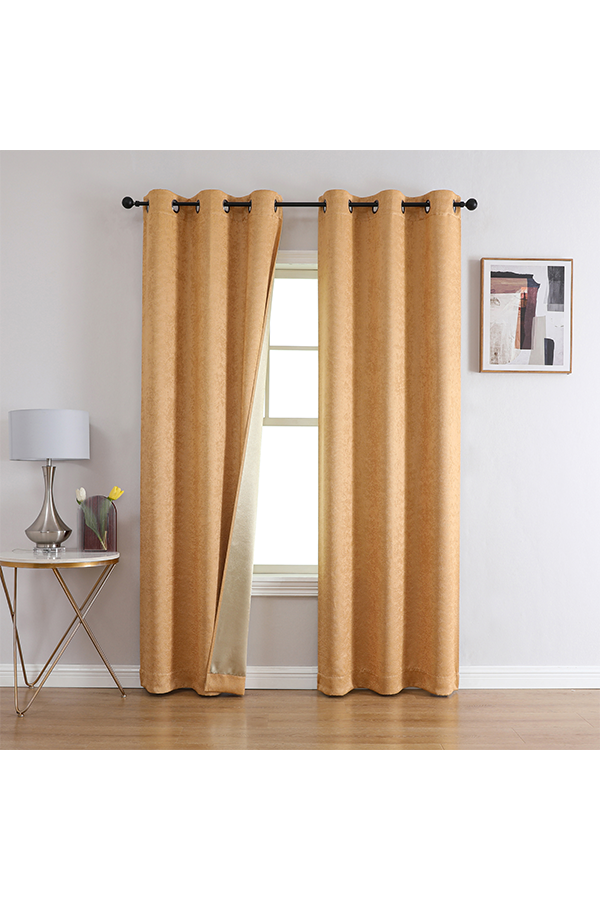Pannel Blackout Embossed Wave Print Curtain Gold $.