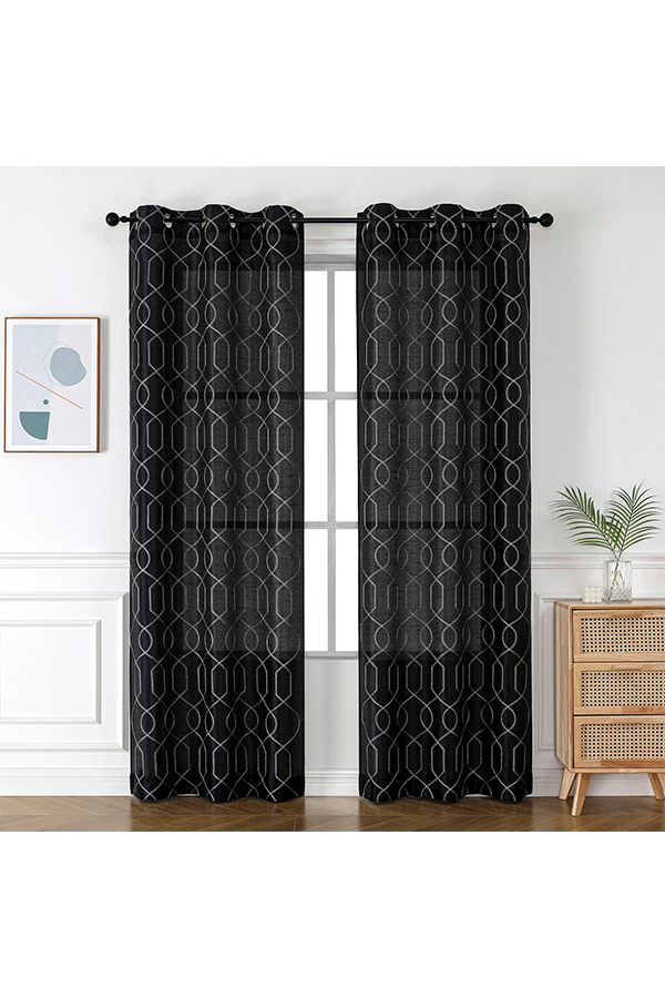 Pannel Faux Silk Embroidered Curtain $.