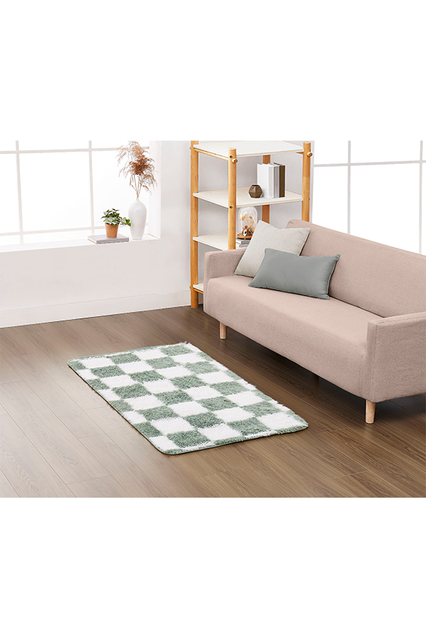 x Shag Checkerboard Print Rug Sage$.
