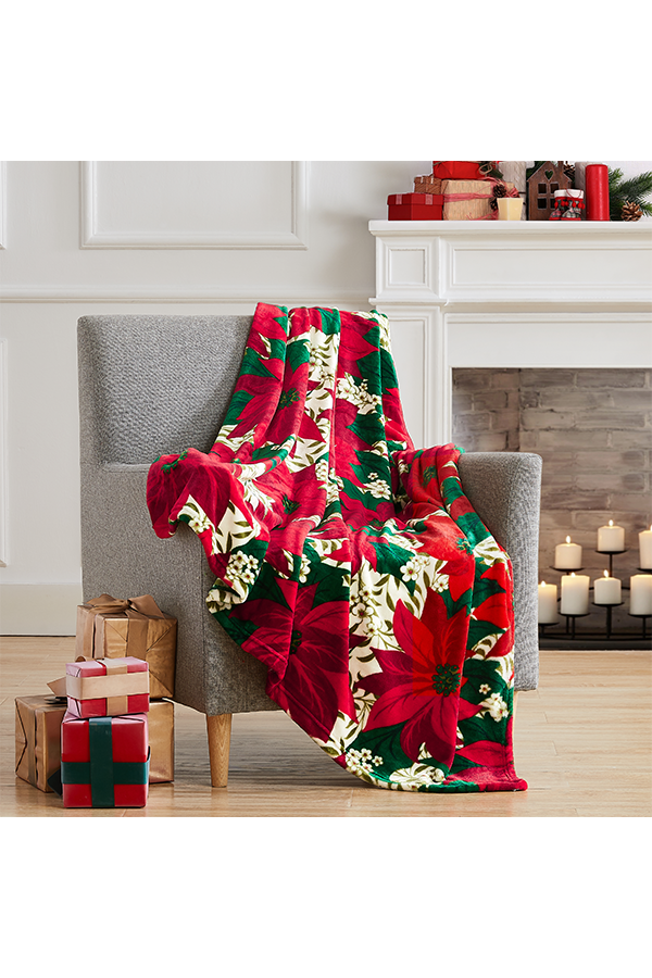 x Christmas Poinsettia Throw $.