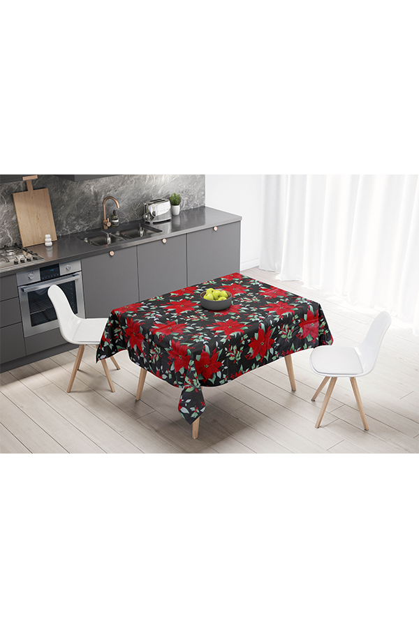 x Christmas Poinsettia Peva Tablecloth Black $.
