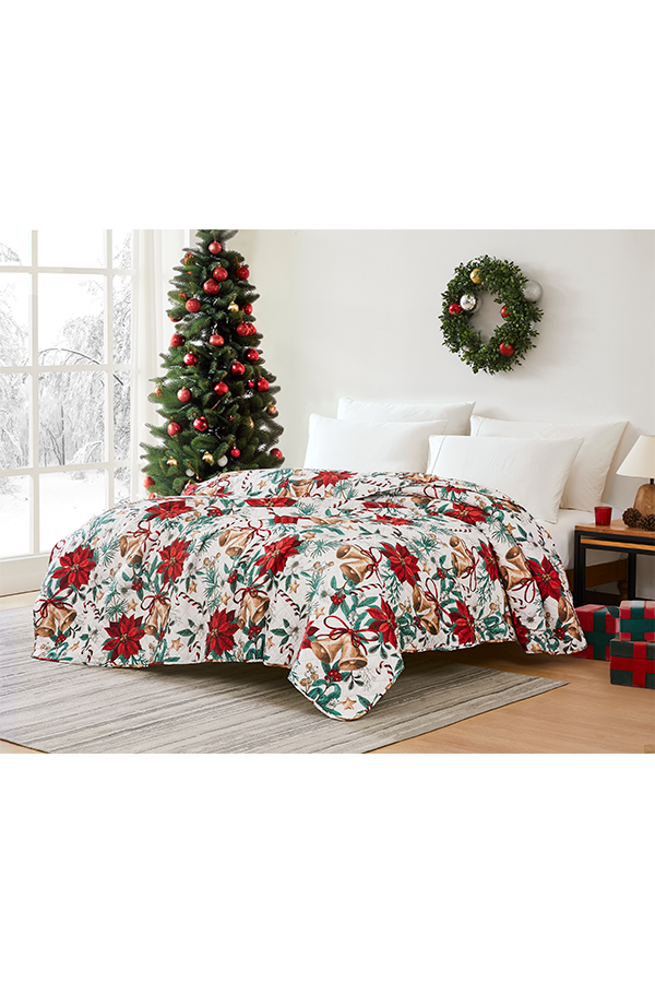 Single Queen Christmas Poinsettia Quilt $.